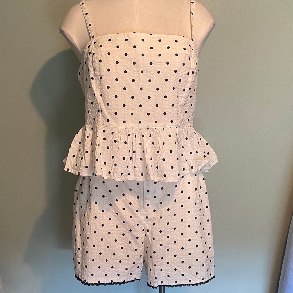 White Polka Dot Peplum set.